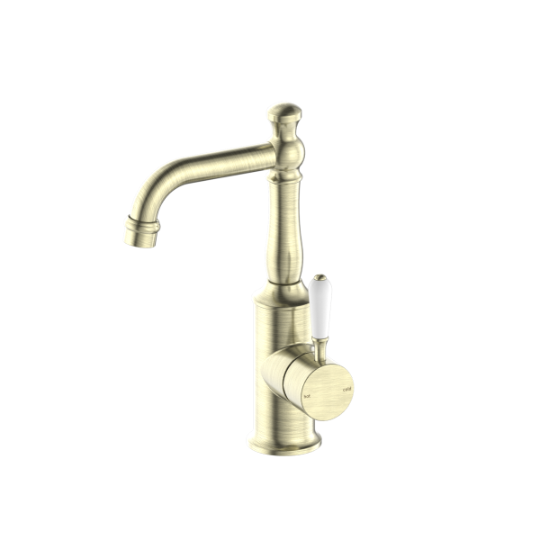 Nero York Basin Mixer - Aged Brass (Handle Options)