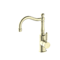 Nero York Basin Mixer Hook Spout - Aged Brass (Handle Options)