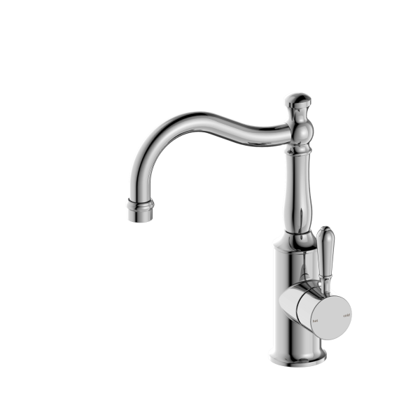 Nero York Basin Mixer Hook Spout - Chrome (Handle Options)