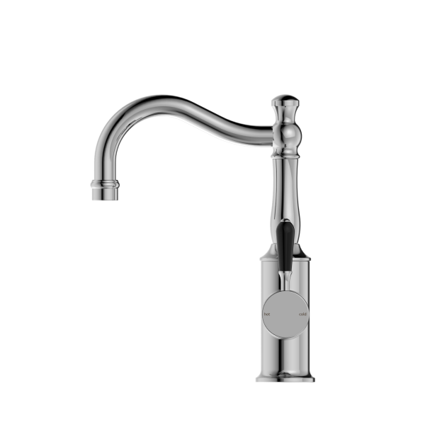 Nero York Basin Mixer Hook Spout - Chrome (Handle Options)