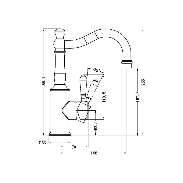 Nero York Basin Mixer Hook Spout - Matte Black (Handle Options)