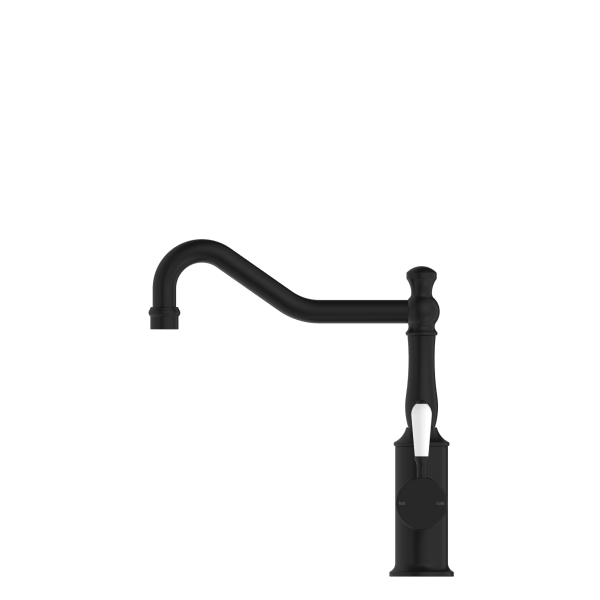 Nero York Hook Spout Kitchen Mixer - Matte Black (Handle Options)