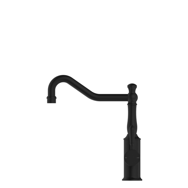 Nero York Hook Spout Kitchen Mixer - Matte Black (Handle Options)