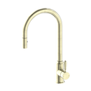 Nero York Pull Out Kitchen Mixer with Veggie Spray - Aged Brass (Handle Options)