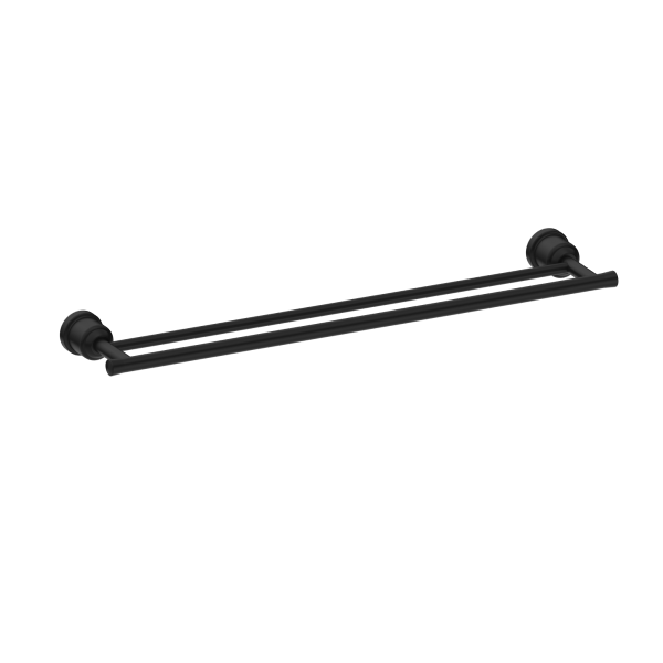 Nero York Double Towel Rail 600mm - Matte Black / NR6924dMB