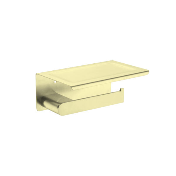Nero Bianca Toilet Roll Holder with Shelf Brushed Gold / NR9086aBG