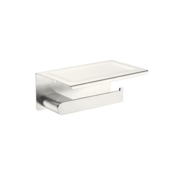 Nero Bianca Toilet Roll Holder with Shelf Brushed Nickel / NR9086aBN