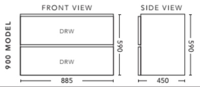 RF Nature 900mm Timber Veneer Wall Hung Vanity Unit, Caesarstone Top with Basin