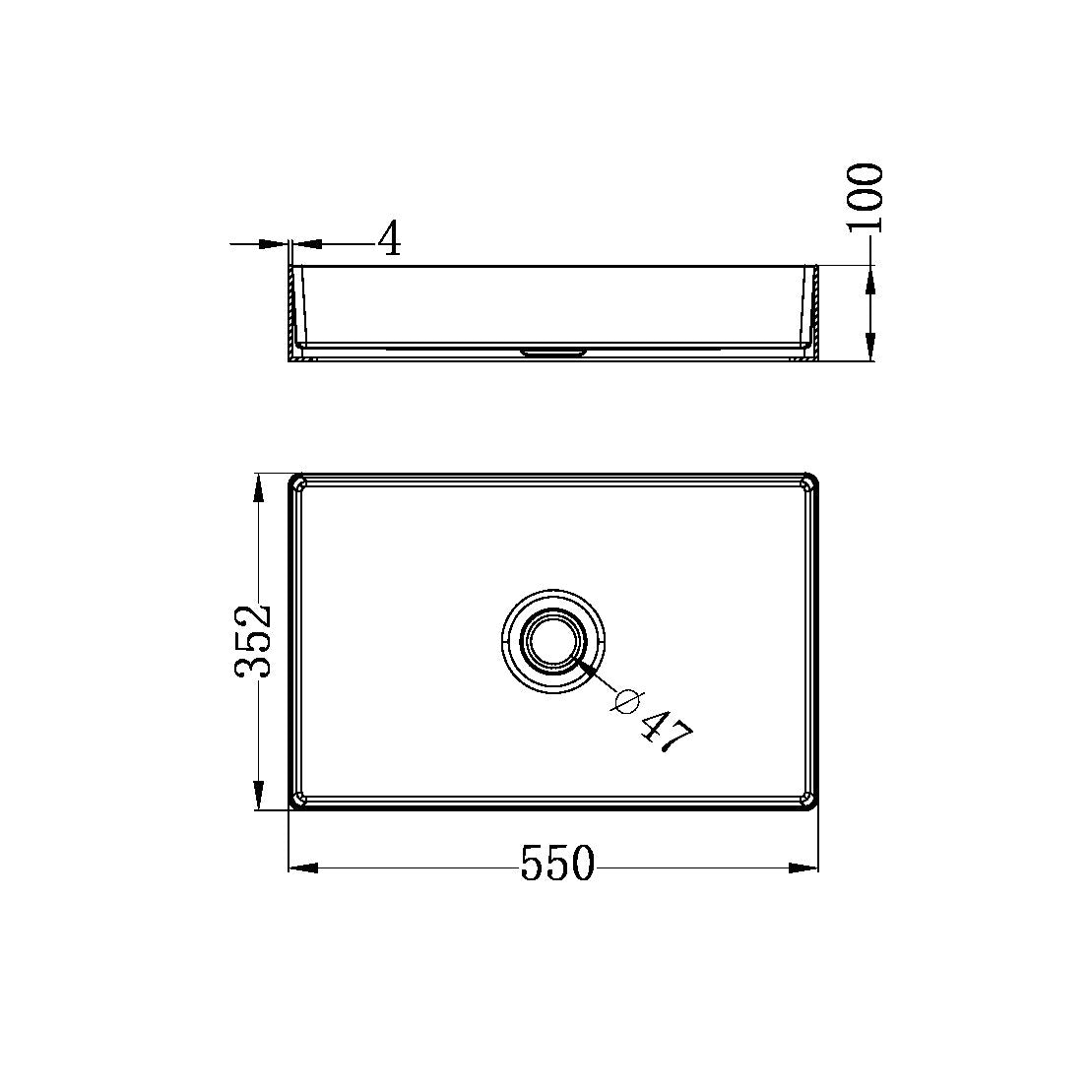 Nero Opal Stainless Steel Basin Rectangular Brushed Nickel NRB3555BN