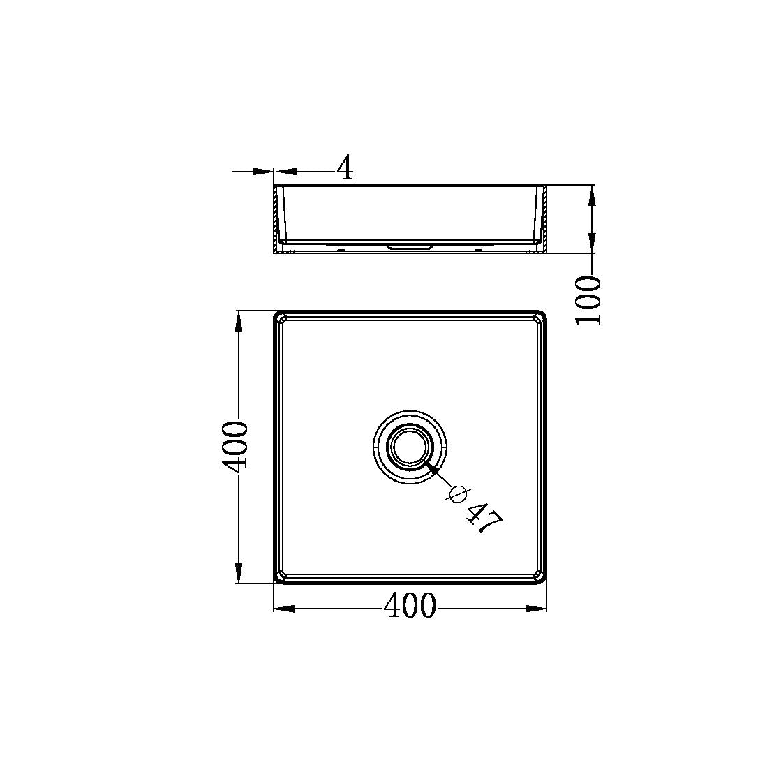 Nero Opal Stainless Steel Basin Square Brushed Nickel NRB401sBN