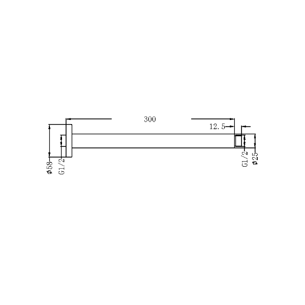 Nero 300mm Ceiling Arm Brushed Gold NR503300BG