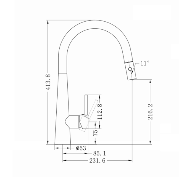 Dolce Pull Out Kitchen Mixer - Brushed Nickel