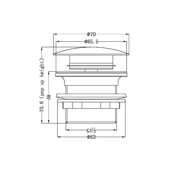 Vogue NRA707BN Brushed Nickel Domed Pull Out Bath Waste No Overflow 40mm