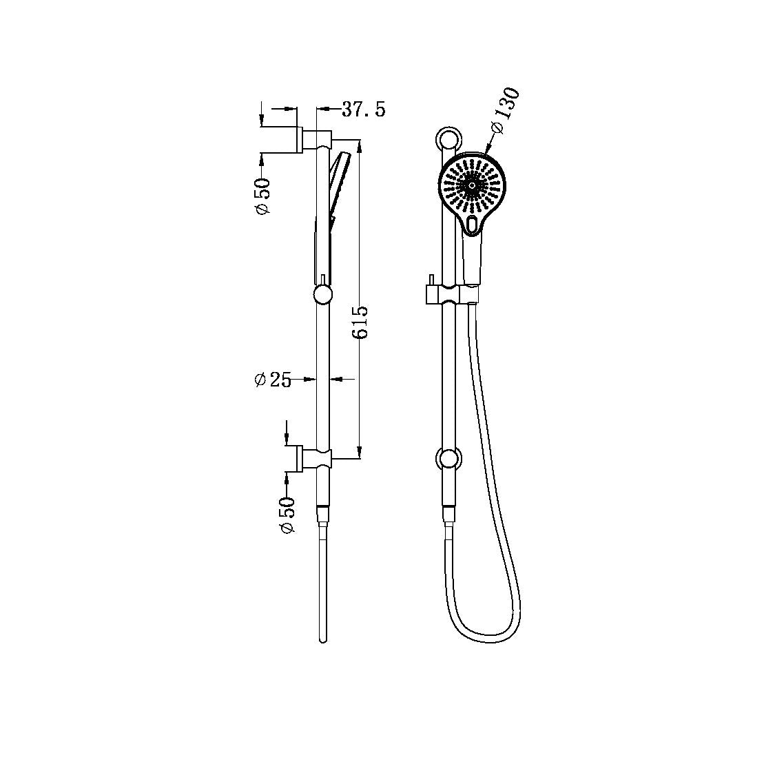 Nero Mecca Rail Shower with Opal Handset - Gunmetal / NR221905dGM