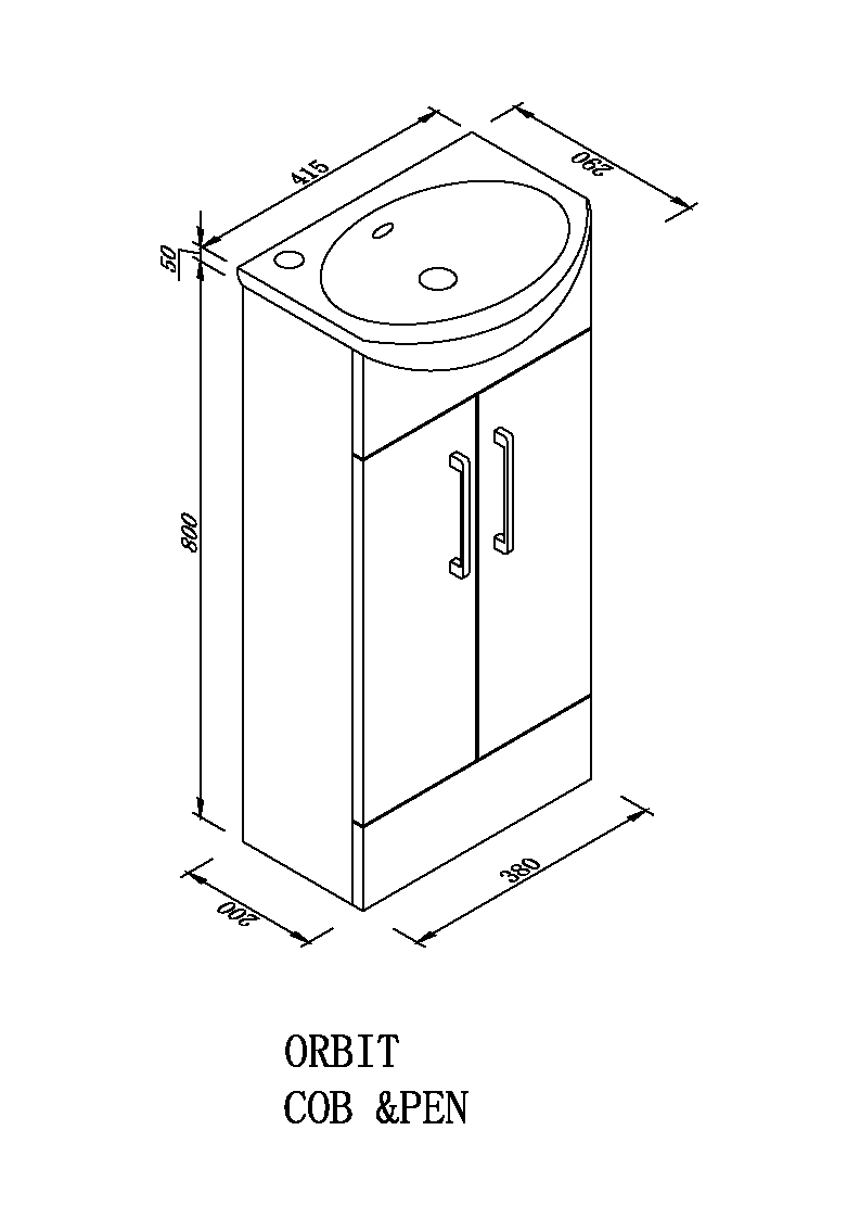 Orbit Compact Vanity, 1th White