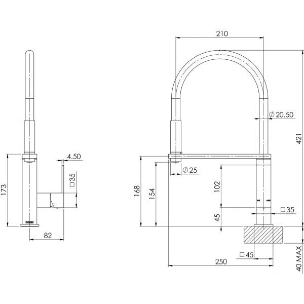 Phoenix Vezz Flexible Hose Sink Mixer - Brushed Nickel