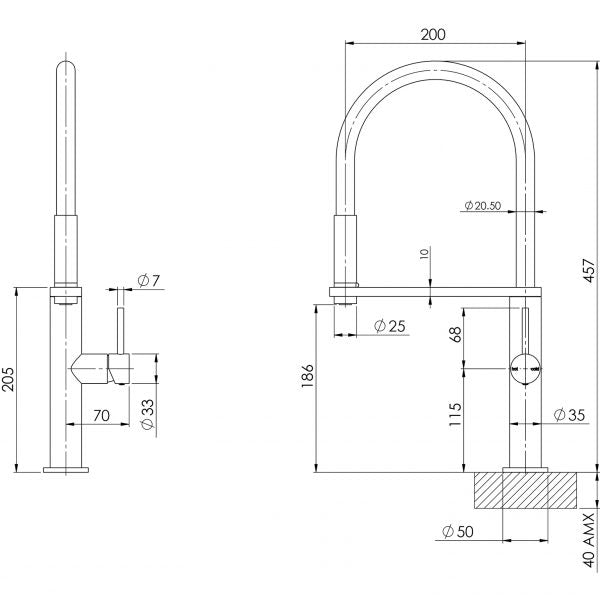 Phoenix Blix Flexible Hose Sink Mixer - Chrome