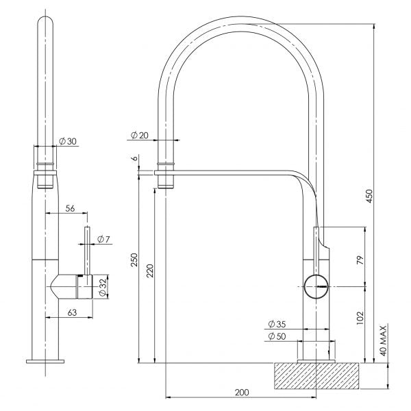 Phoenix Vido Flexible Hose Sink Mixer - Chrome