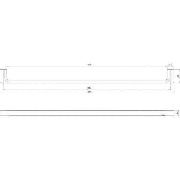 Gloss Single Towel Rail 800mm - Chrome