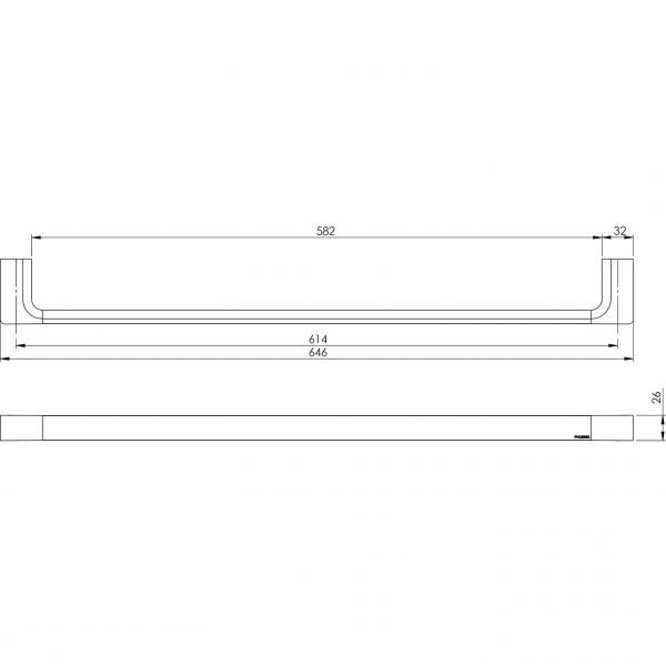 Gloss Single Towel Rail 600mm - Matte Black