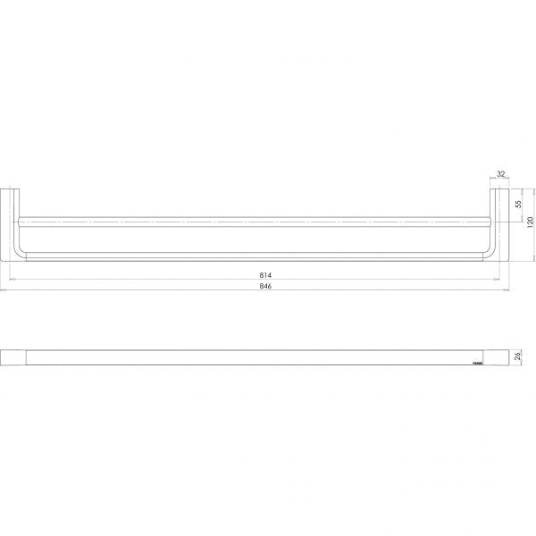 Gloss Double Towel Rail 800mm - Matte Black