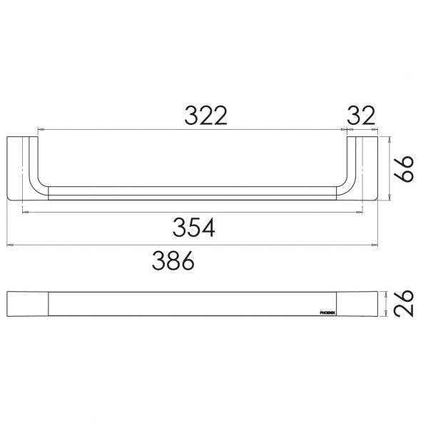 Gloss Hand Towel Rail - Chrome