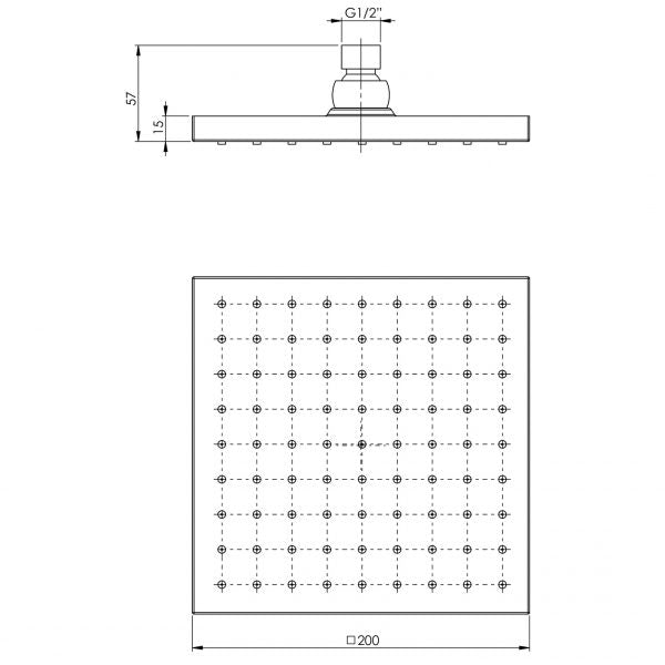 Phoenix Lexi Shower Rose 200mm - Matte Black