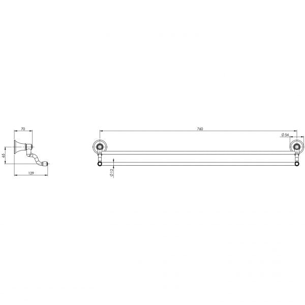 Phoenix Nostalgia 760mm Double Towel Rail - Chrome
