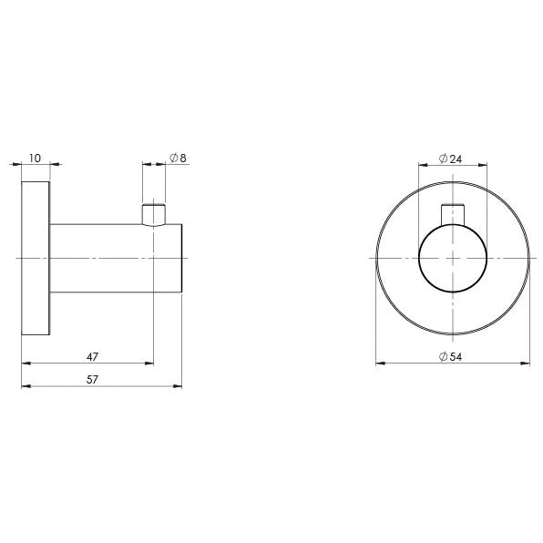 Radii Robe Hook Round Plate - Brushed Gold