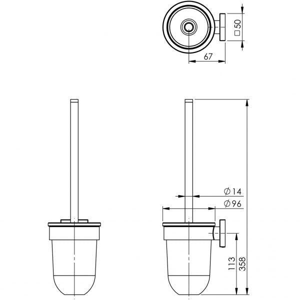 Radii Toilet Brush & Holder Square - Chrome