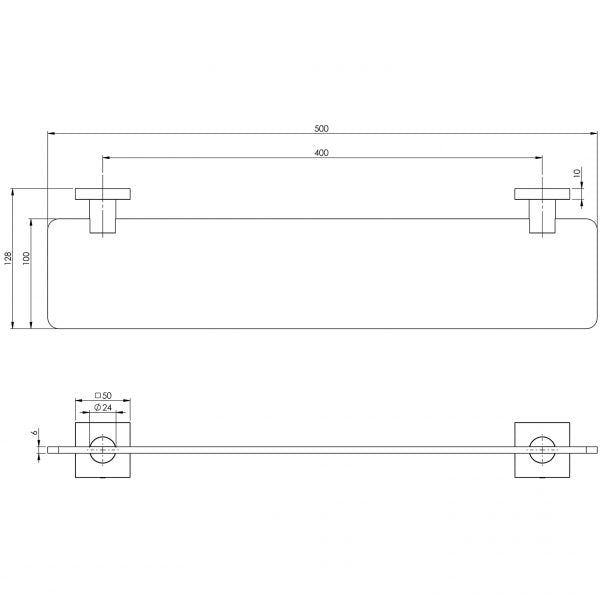 Radii Glass Shelf Square Plate - Chrome