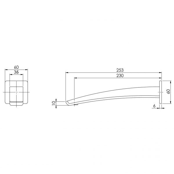 Phoenix Rush Bath Outlet 230mm - Brushed Nickel