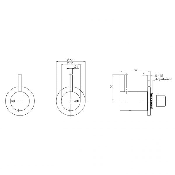 Phoenix Vivid Slimline Wall Top Assemblies - Matte Black