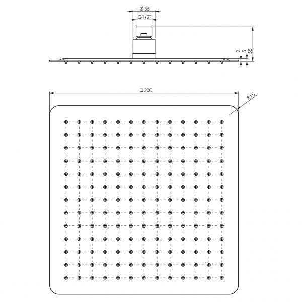 Phoenix Vivid Slimline Shower Rose 300mm - Chrome