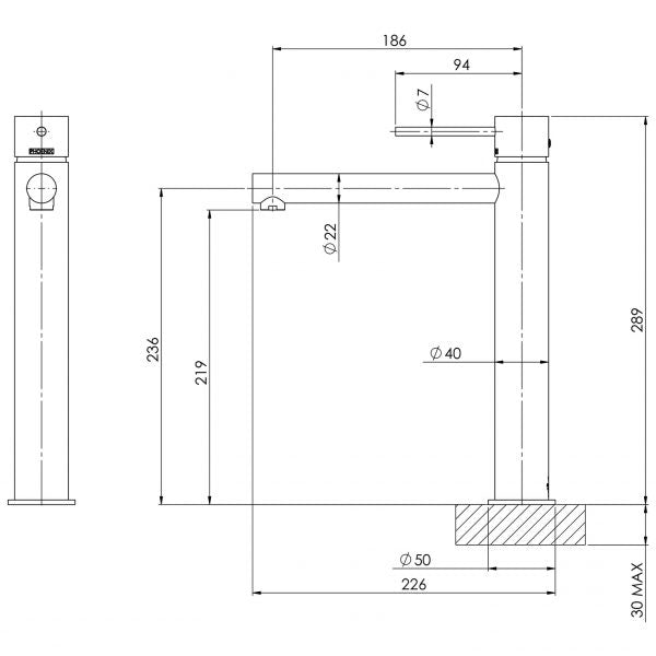 Phoenix Vivid Slimline Vessel Mixer - Brushed Nickel