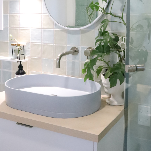 Nood Co Pill Oval Concrete Basin - Powder Blue