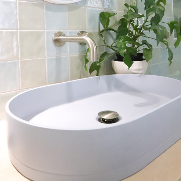 Nood Co Pill Oval Concrete Basin - Powder Blue