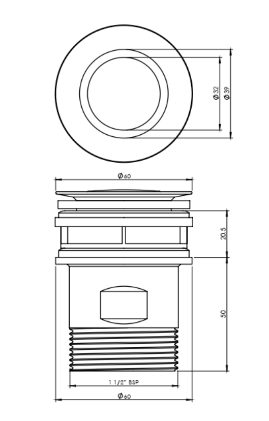 32/40 Basin Pop Down Waste, Titanium Grey 21801