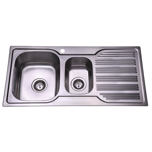 Porta Square Sink 980x480 1.25 Bowls and Drainer Sink