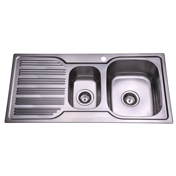 Porta Square Sink 980x480 1.25 Bowls and Drainer Sink