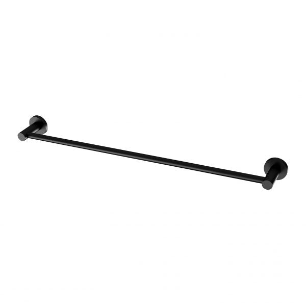 Radii Single Towel Rail 600mm Round Plate - Matte Black