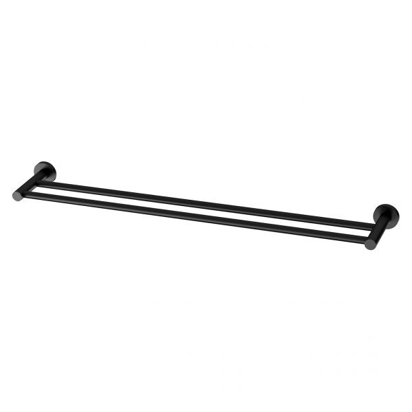 Radii Double Towel Rail 800mm Round Plate - Matte Black