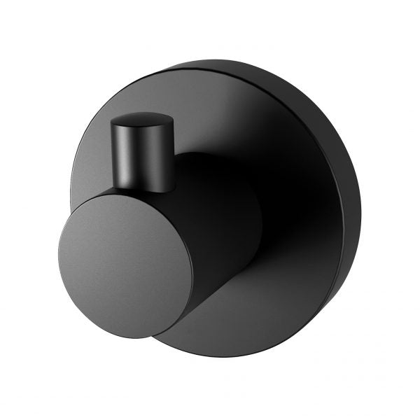 Radii Robe Hook Round Plate - Matte Black