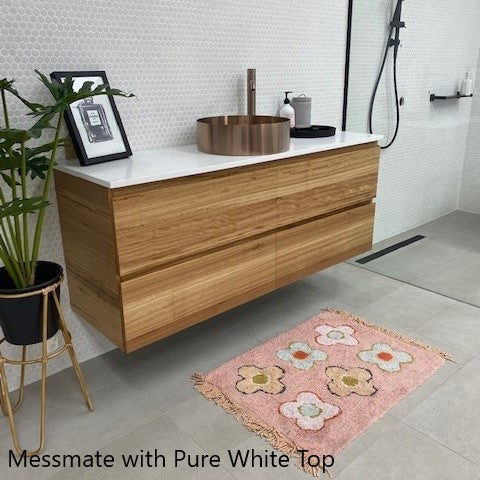 RF Nature 1500mm Timber Veneer Wall Hung Vanity Unit, Caesarstone Top with Basin/s