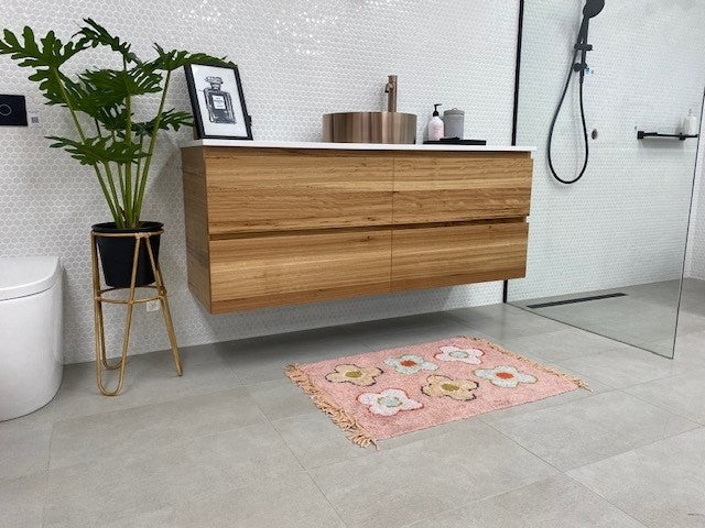 RF Nature 1500mm Timber Veneer Wall Hung Vanity Unit, Caesarstone Top with Basin/s