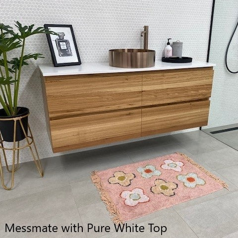 RF Nature 1500mm Timber Veneer Wall Hung Vanity Unit, Caesarstone Top with Basin/s