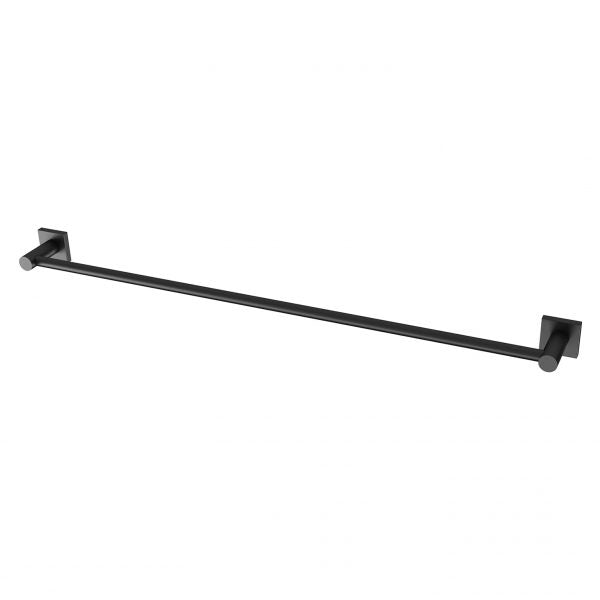 Radii Single Towel Rail 800mm Square Plate - Matte Black