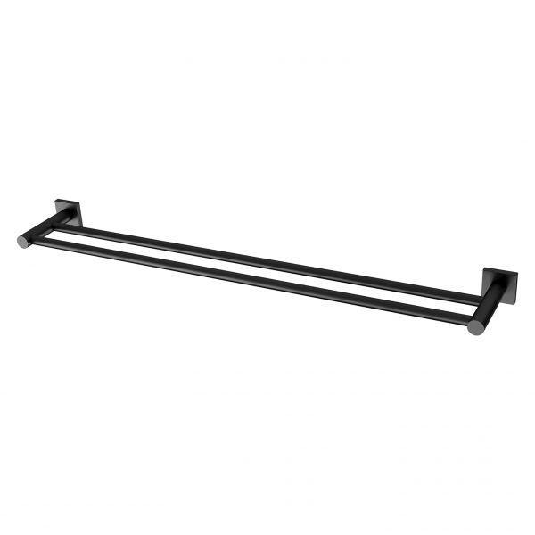 Radii Double Towel Rail 800mm Square Plate - Matte Black