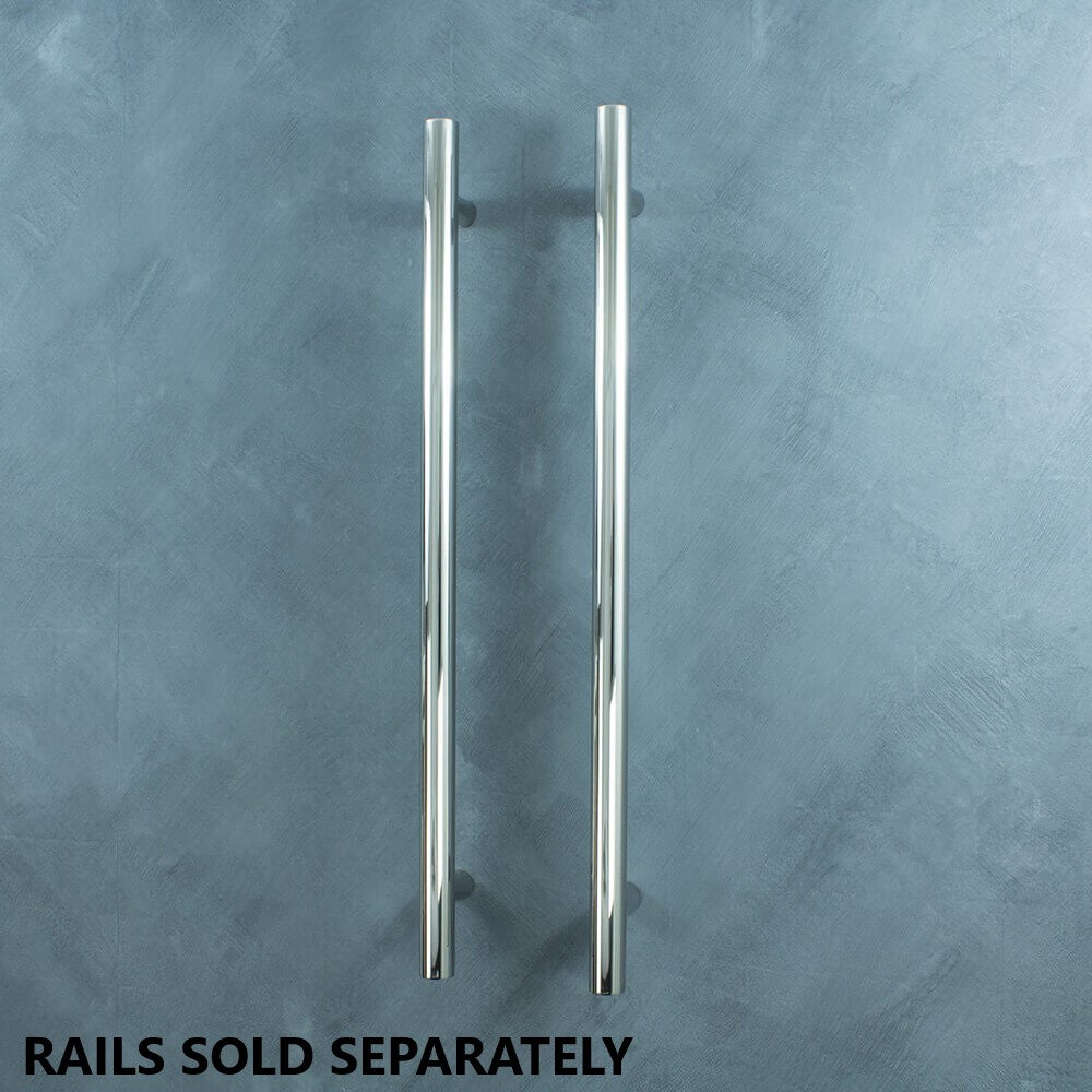 Radiant 12V Vertical Single Bar Round Heated Towel Rail Polished