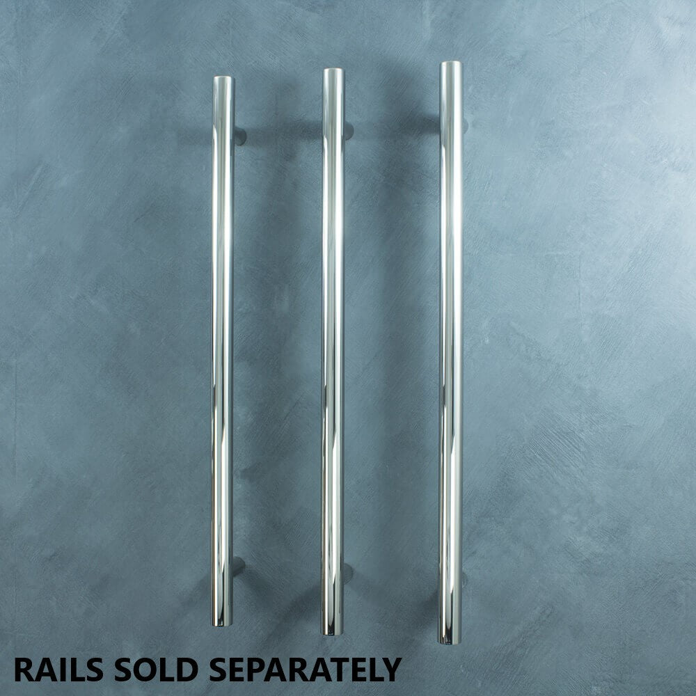 Radiant 12V Vertical Single Bar Round Heated Towel Rail Polished